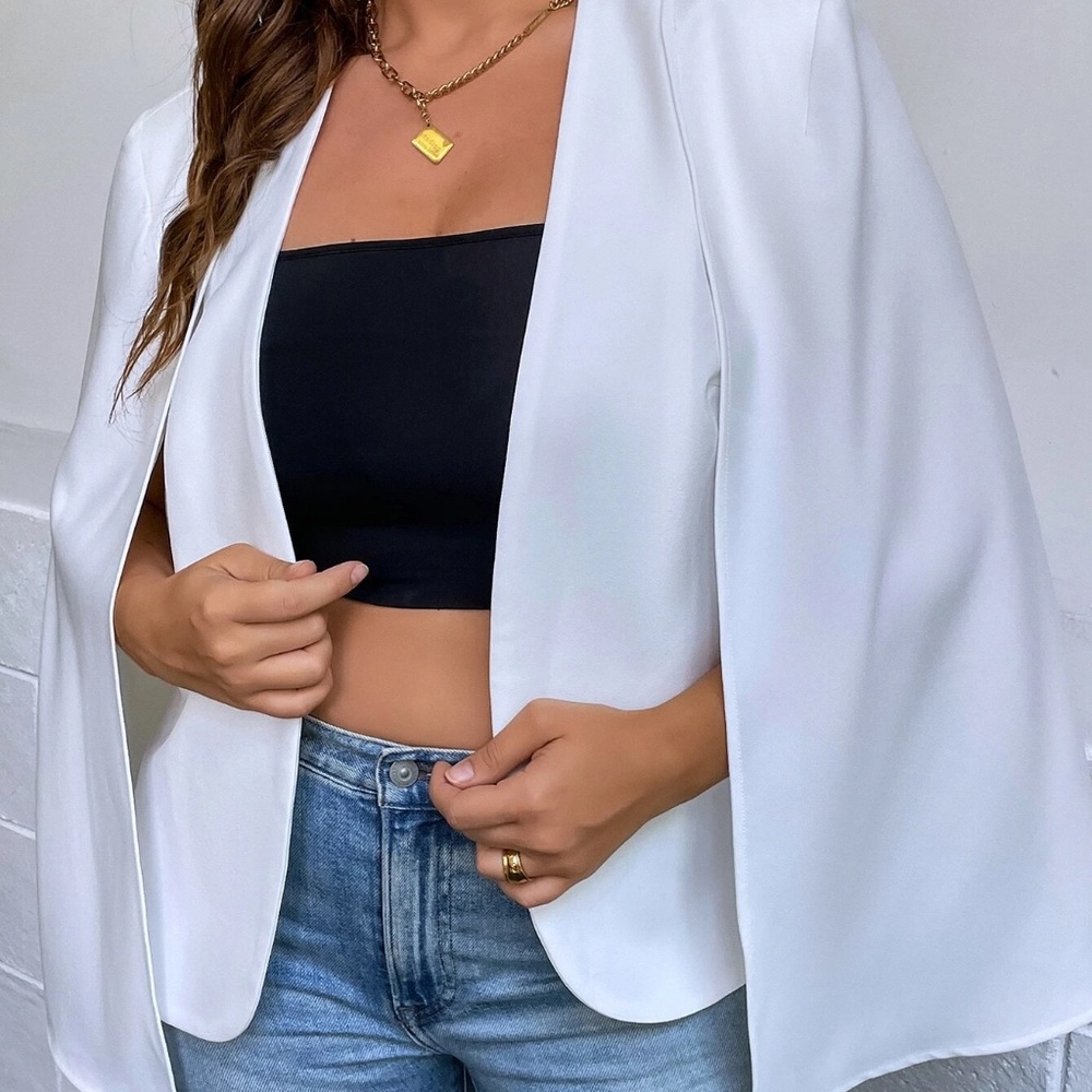 Classic White Cape Work Office Blazer - Picture 5 of 7
